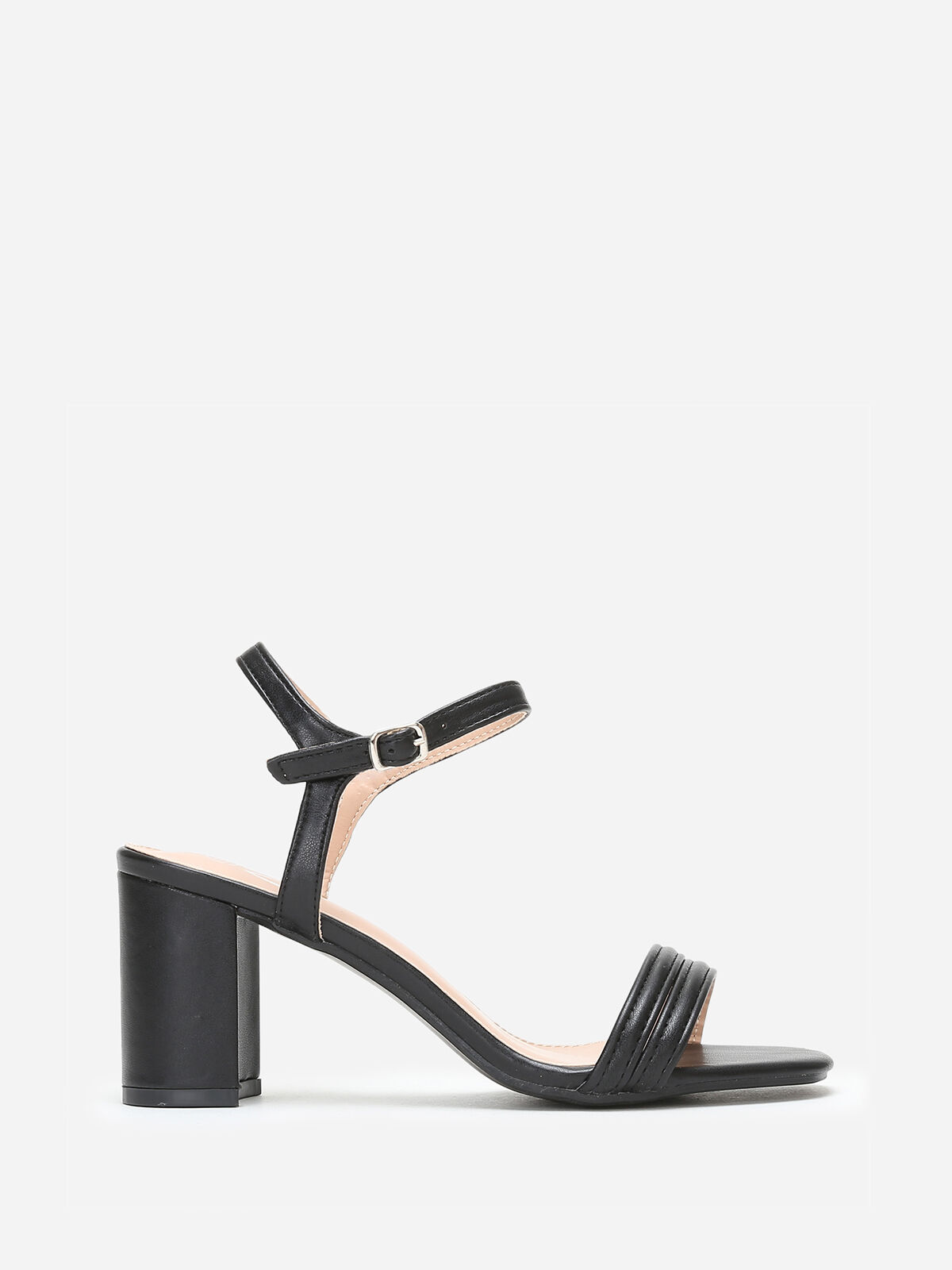 Sandales carrées noires à doubles brides fines Noir- Noir