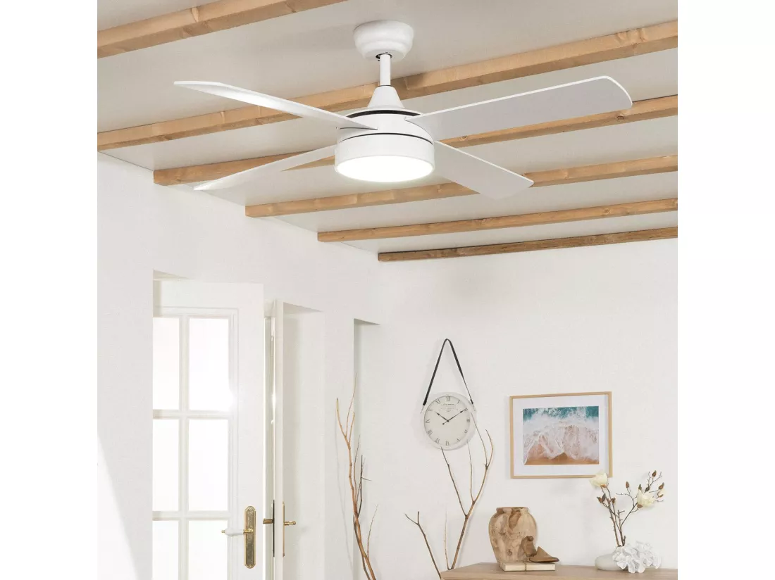 Ventilateur de Plafond Silencieux Timor Blanc 132cm Moteur DC Blanc