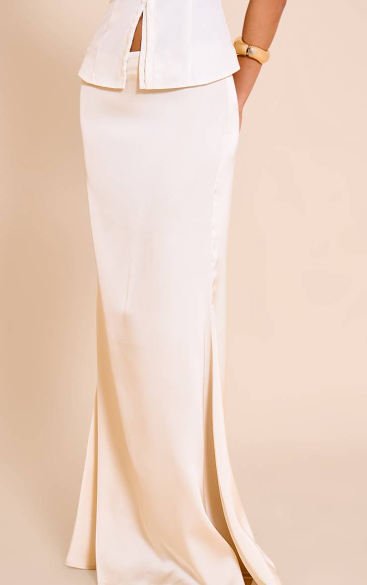 Crème Jupe Longue Fluide En Satin