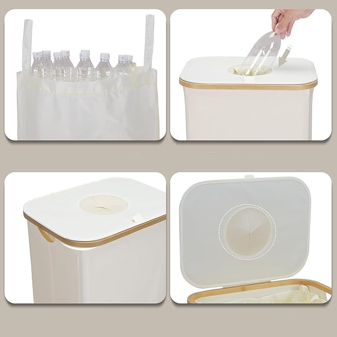 (720x445mm) Oxford Pfandflaschen Organizer Recycling Behälter PET Flaschen Sammler mit Herausnehmbarem Beutel - Weiss