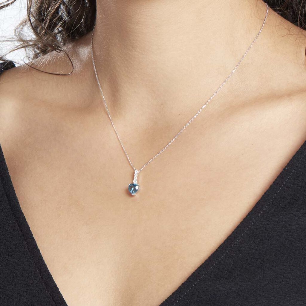 Collier Or Blanc Fany Topaze Oxydes De Zirconium