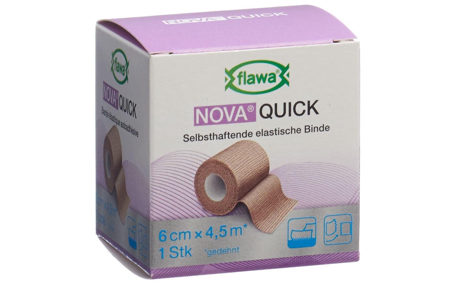 Nova Quick kohäsive Fixierbinde 6 cm x 4.5 m, hautfarbigSelbsthaftende elastische Binde
