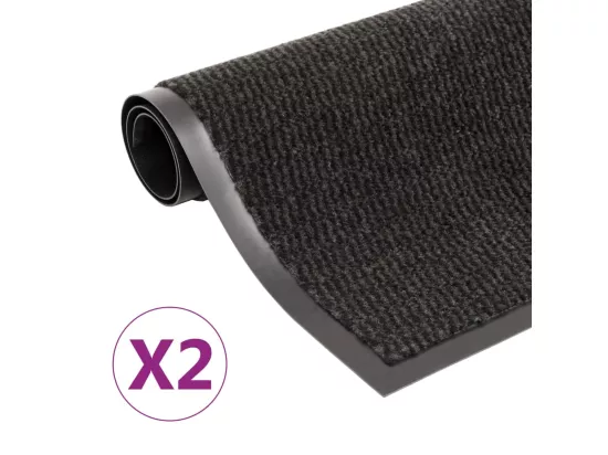 Paillassons rectangulaires 2 pcs 60 x 90 cm Noir