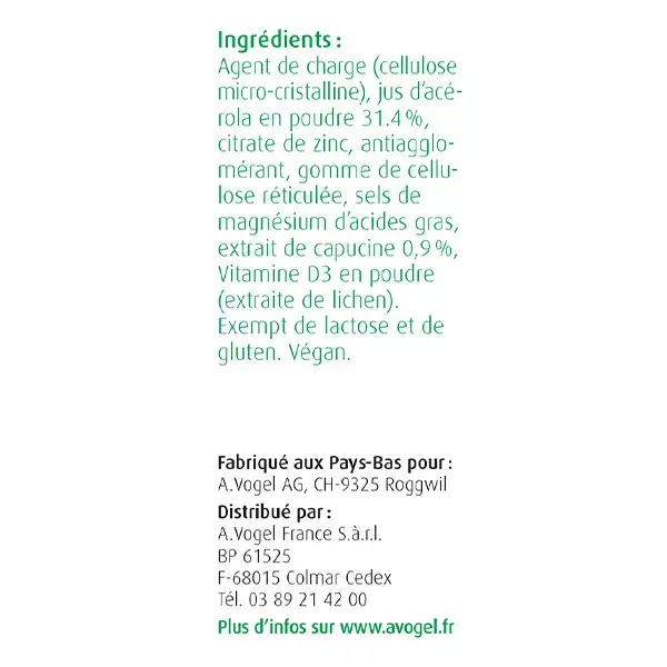 A.Vogel Immun Booster Vitamina D e Zinco 30 comprimidos