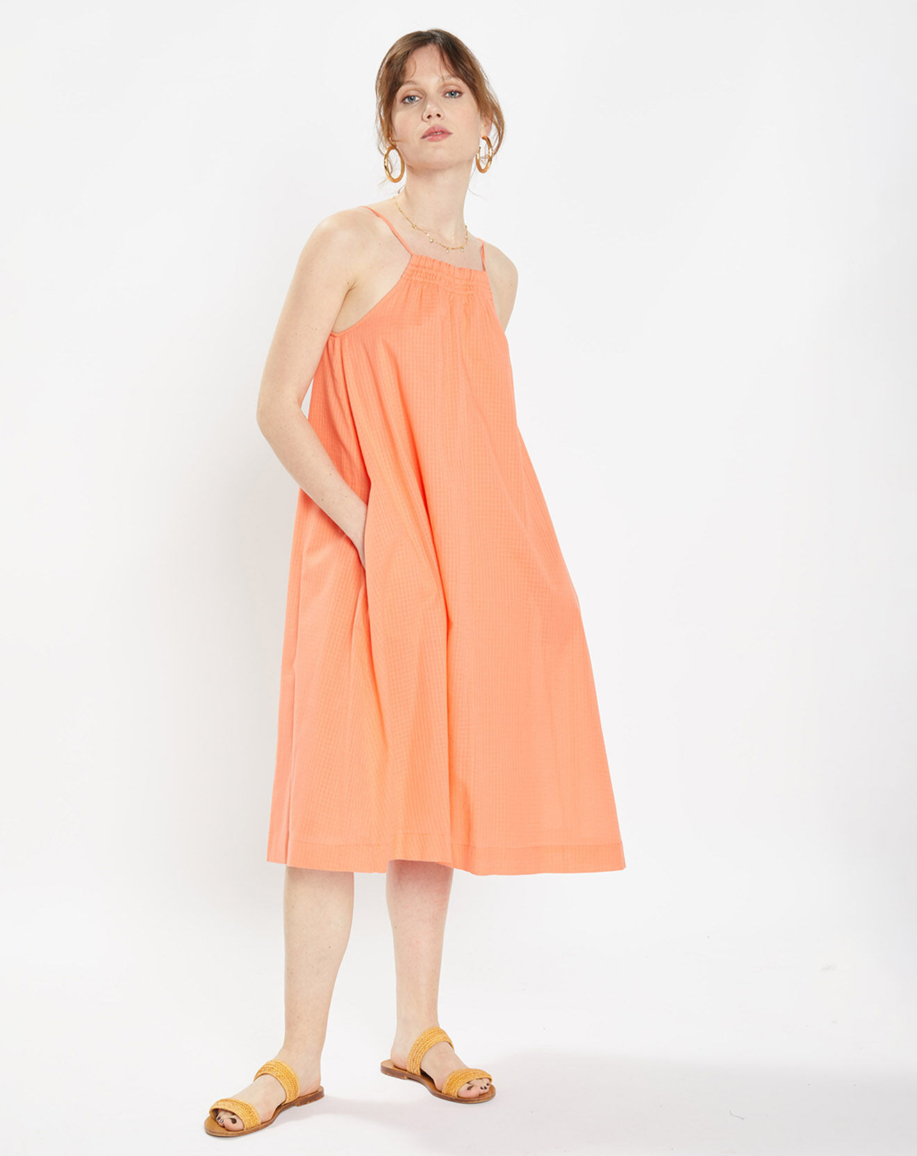 Galeries Lafayette Robe en Coton biologique Lassi ample orange