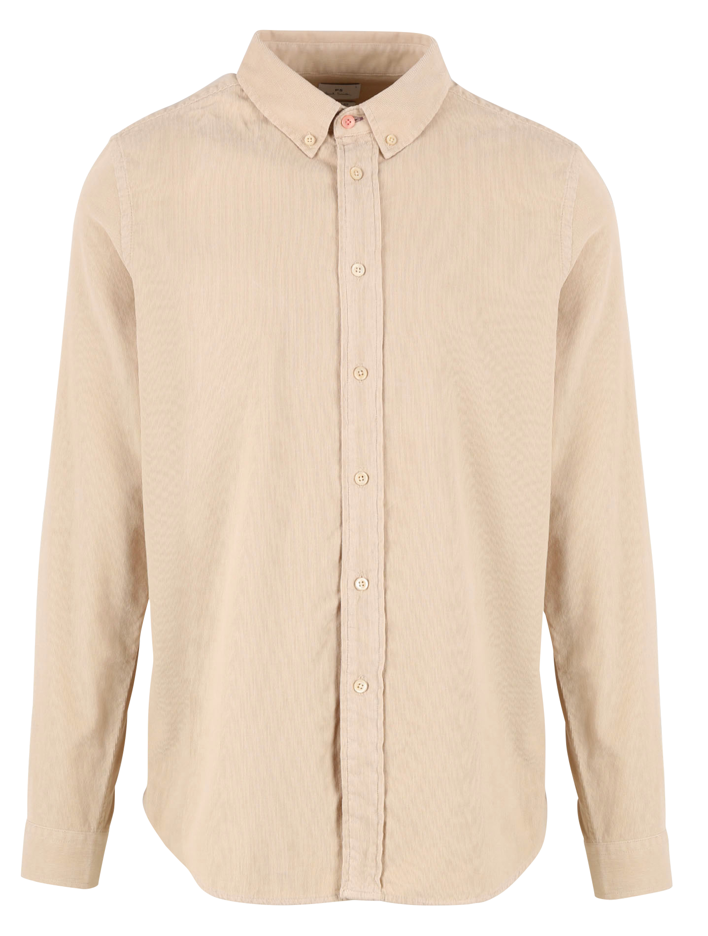 Chemise col américain regular-fit en velours de coton côtelé| Beige