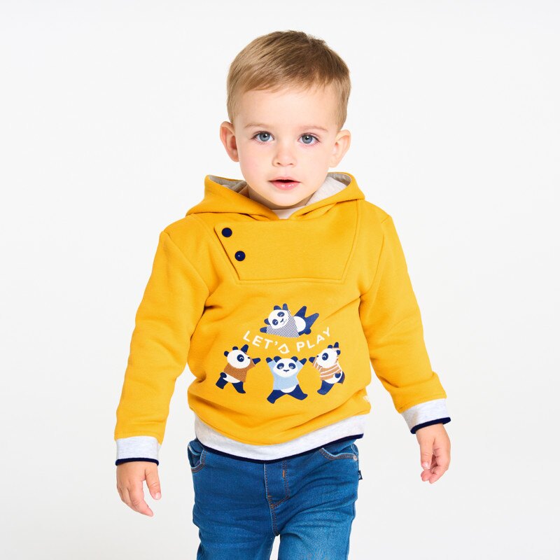 Sweat à capuche molleton panda jaune bébé garçon Jaune