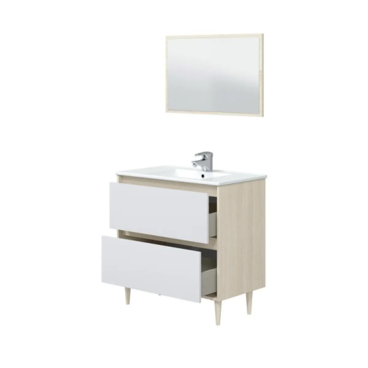 Dansmamaison Meuble bain chêne/Blanc brillant - NAVERO