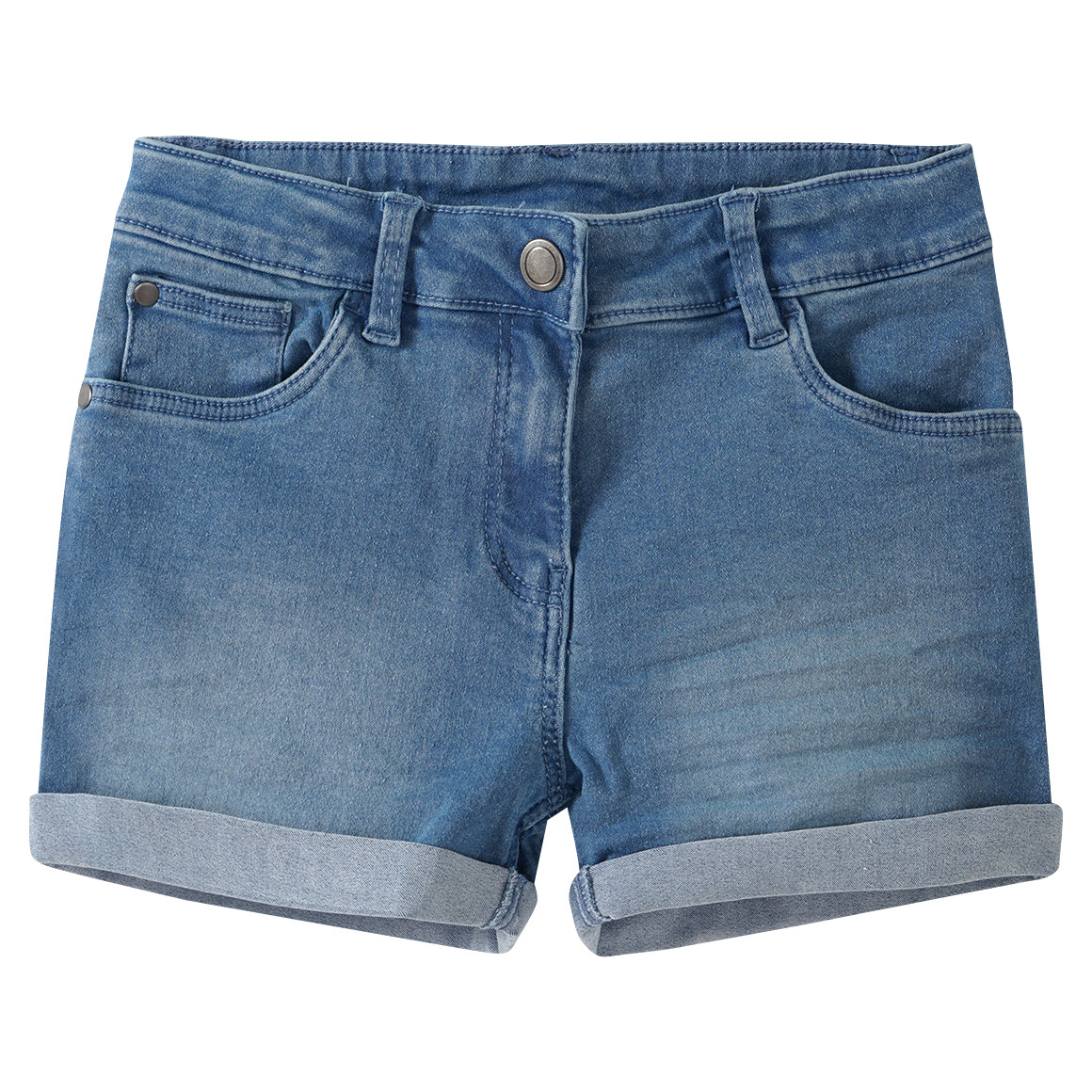 Famy 3 Mädchen Jeansshorts im Five-Pocket-Style blau / rosa / weiss