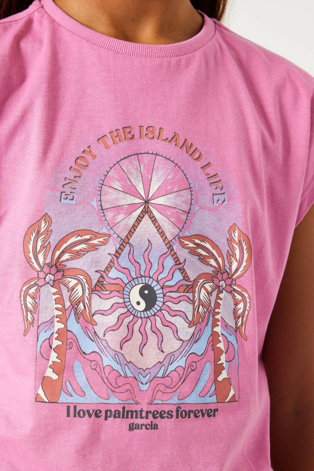 Garcia T-shirt met printopdruk roze/lila
