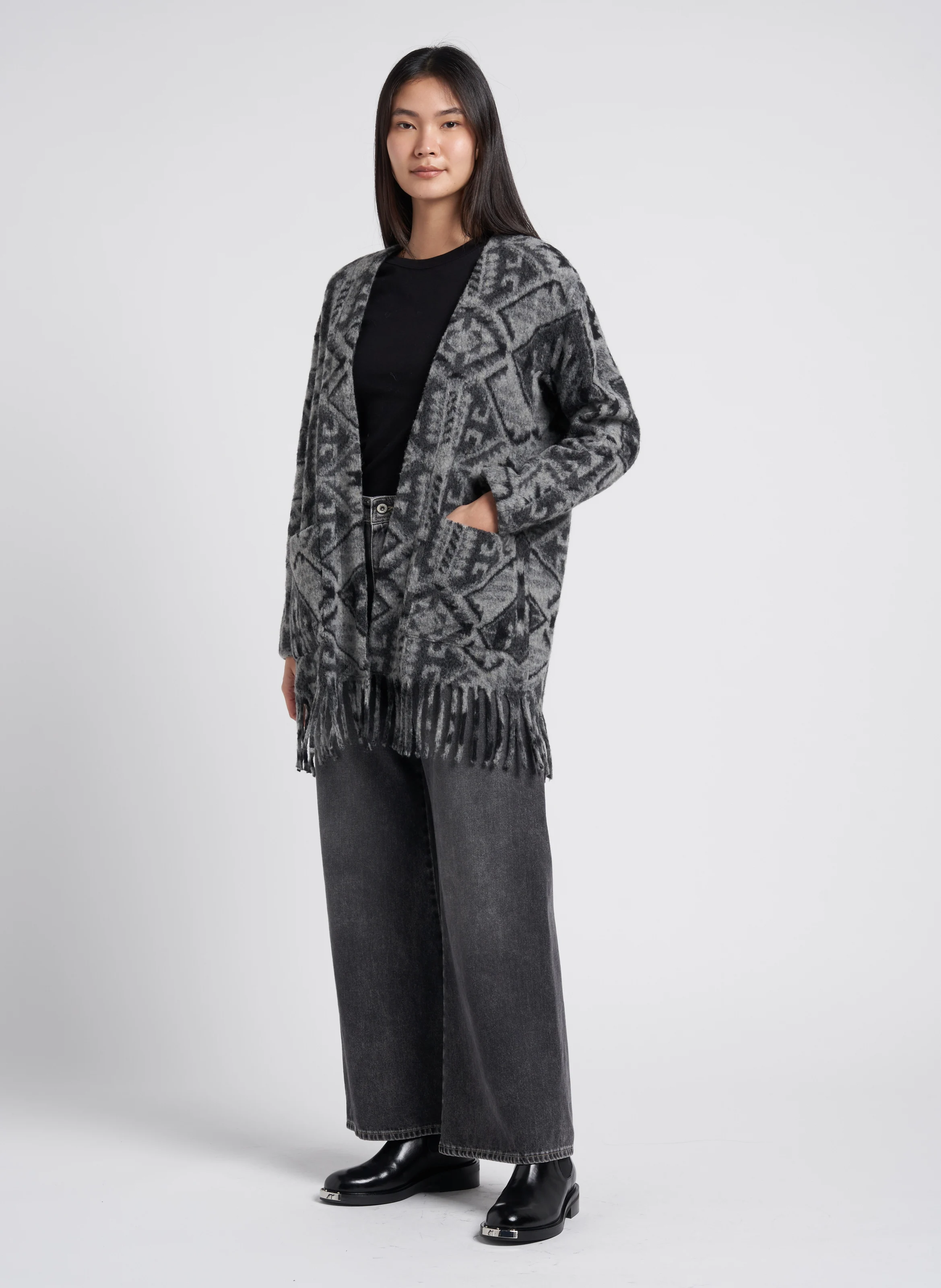 Jean flare taille haute en coton | Noir
