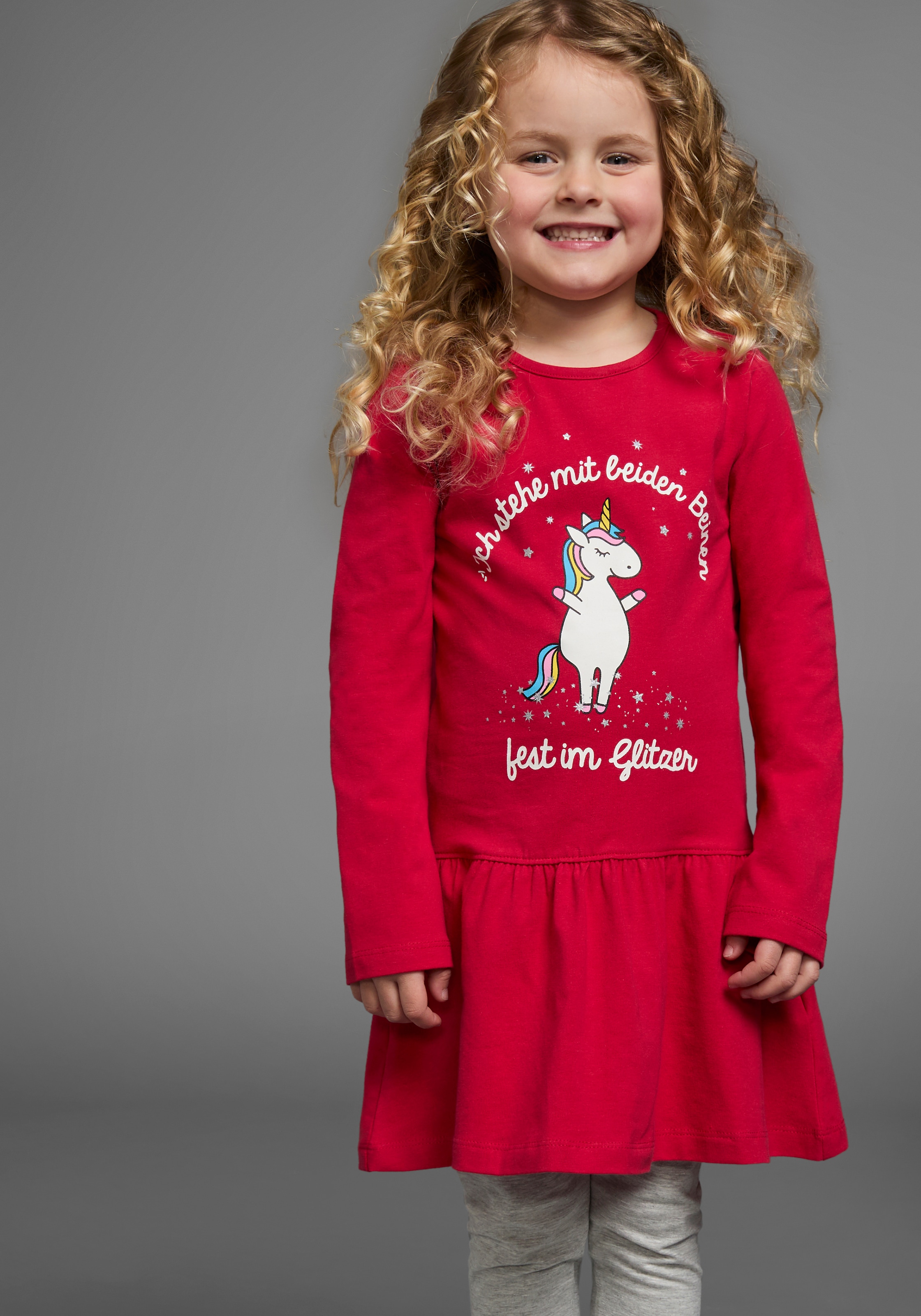 KIDSWORLD Jerseykleid »Einhorn« festliche Anlässe,  kniefreie Länge,  aus Baumwollmischung