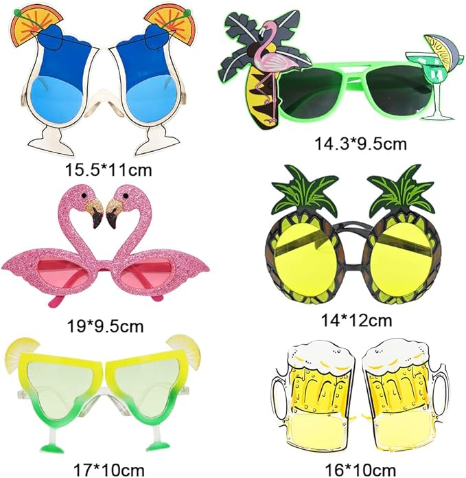 (7er Set) Photo Booth Sommer Brille Fotorequisite Party Sonnenbrille Verkleidungs Accessoire für lustige Bilder - Cocktail