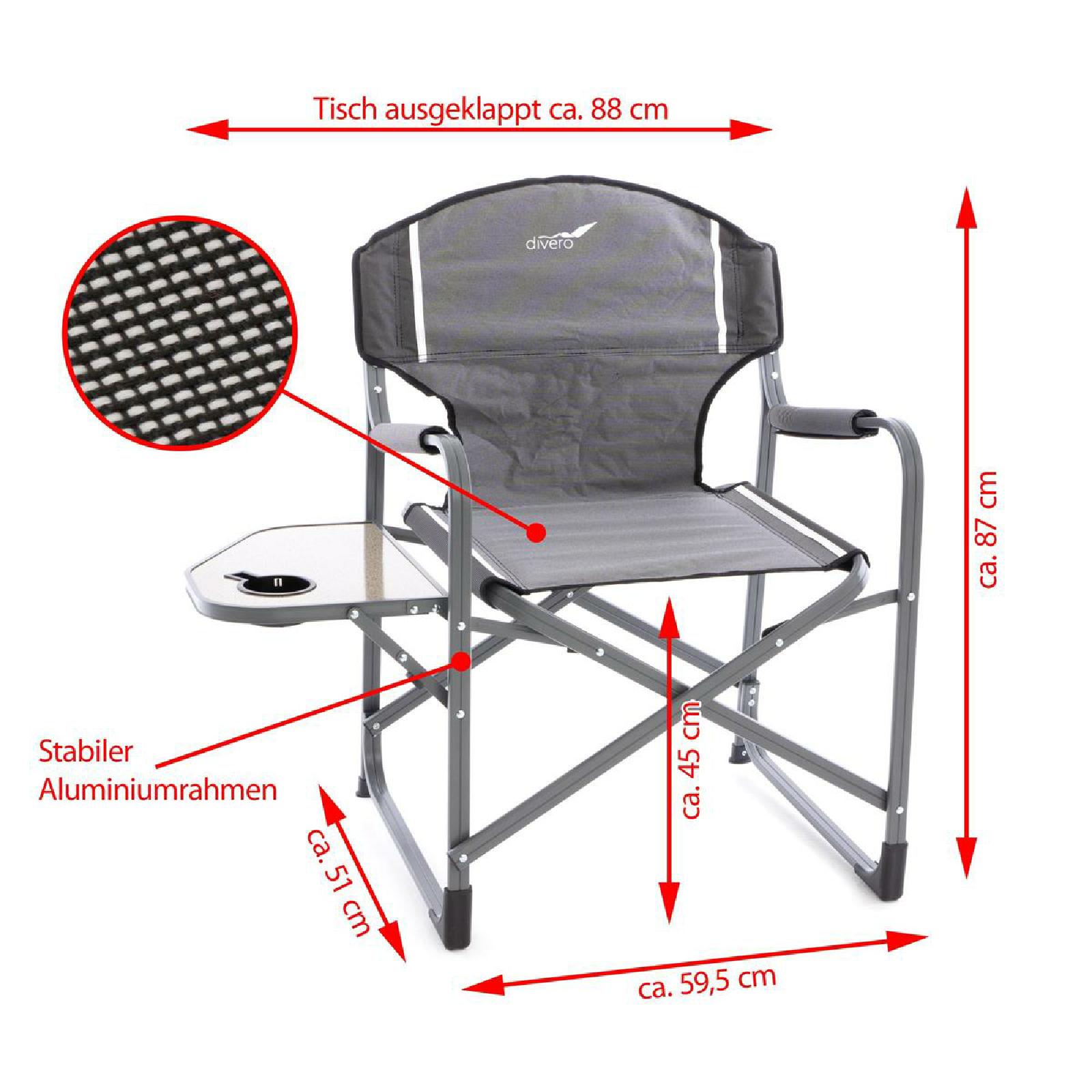 VCM 2er Set Angelstuhl Regiestuhl Campingstuhl mit Getränkehalter grau Strandstuhl