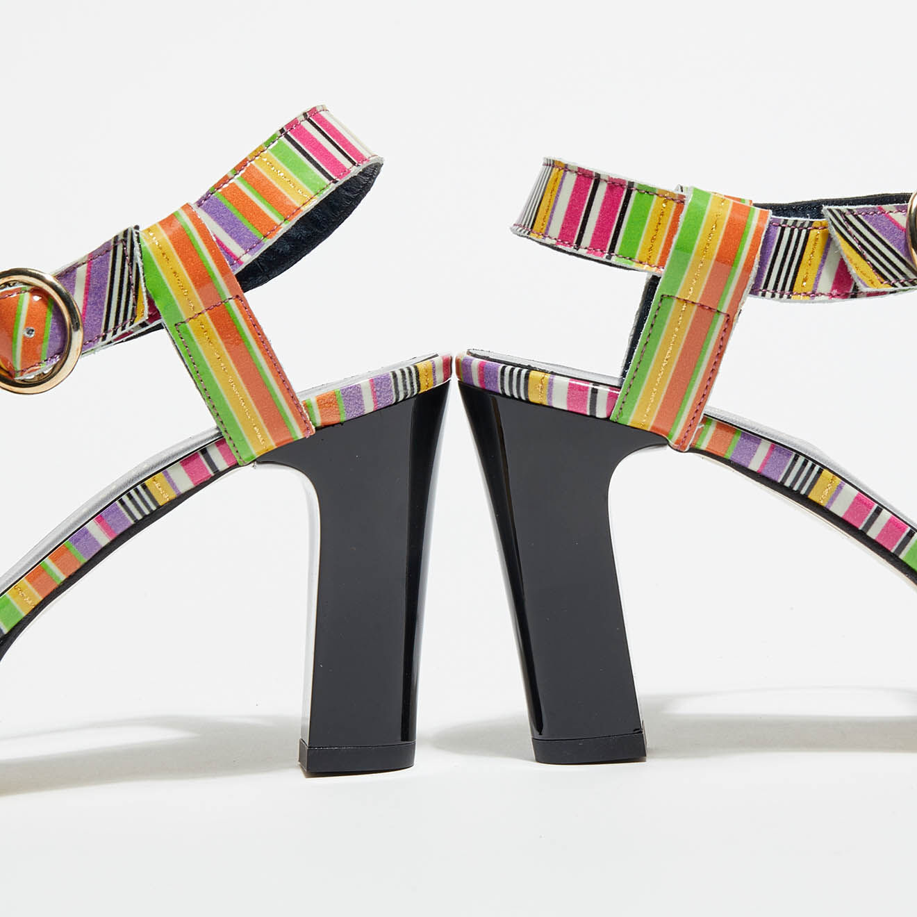 Azurée Cannes Sandales en Cuir verni Fodia multicolores - Talon 9 cm