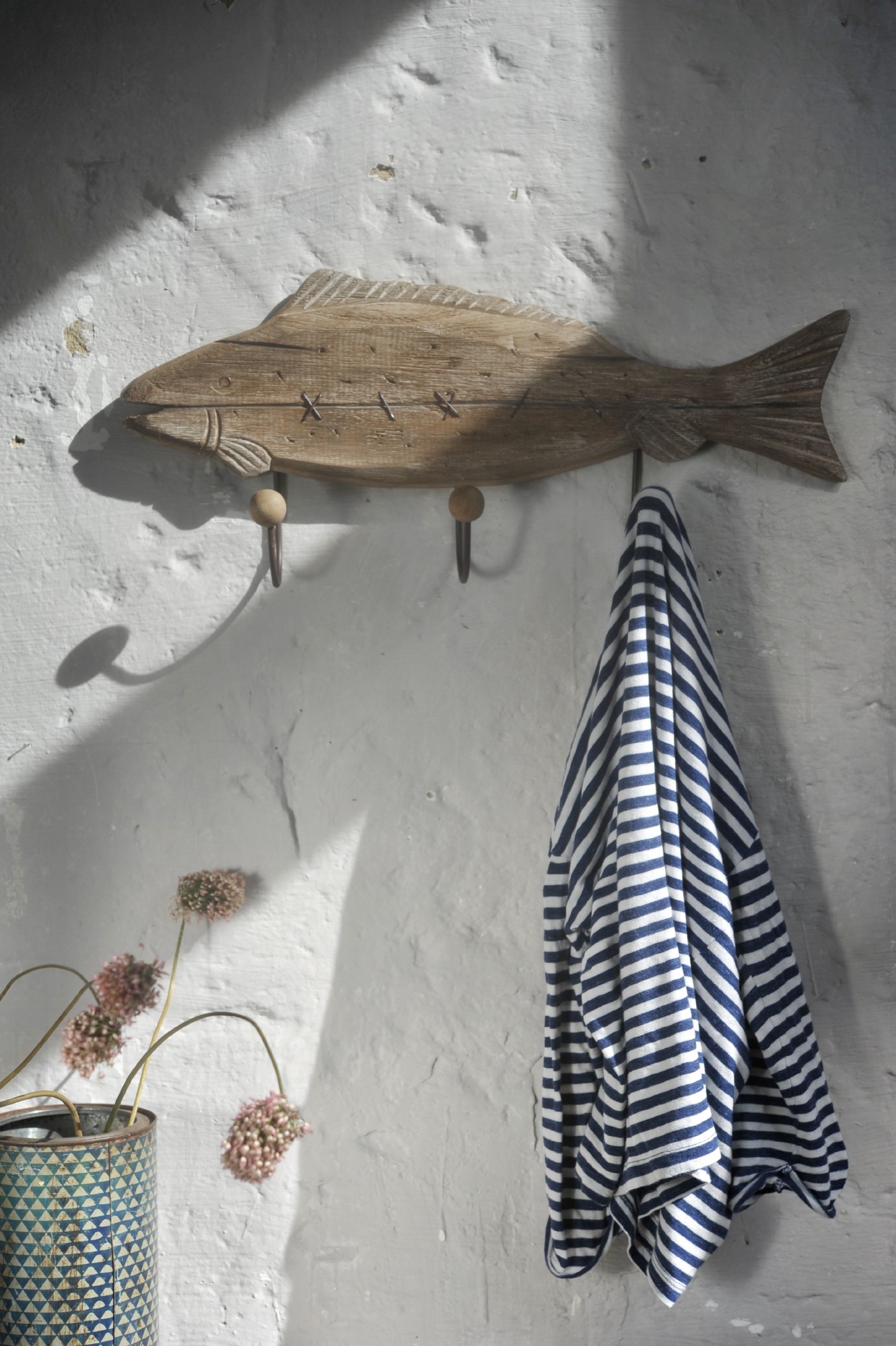 3er Hakenleiste 'Fisch', natur, B 60 cm, H 30 cm, L 10 cm von fischer's lagerhaus