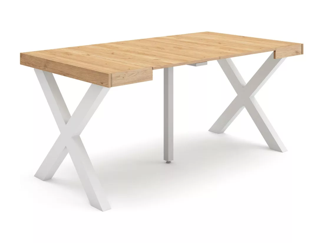 Table console extensible, 160, Pour 8 personnes, Pieds bois massif