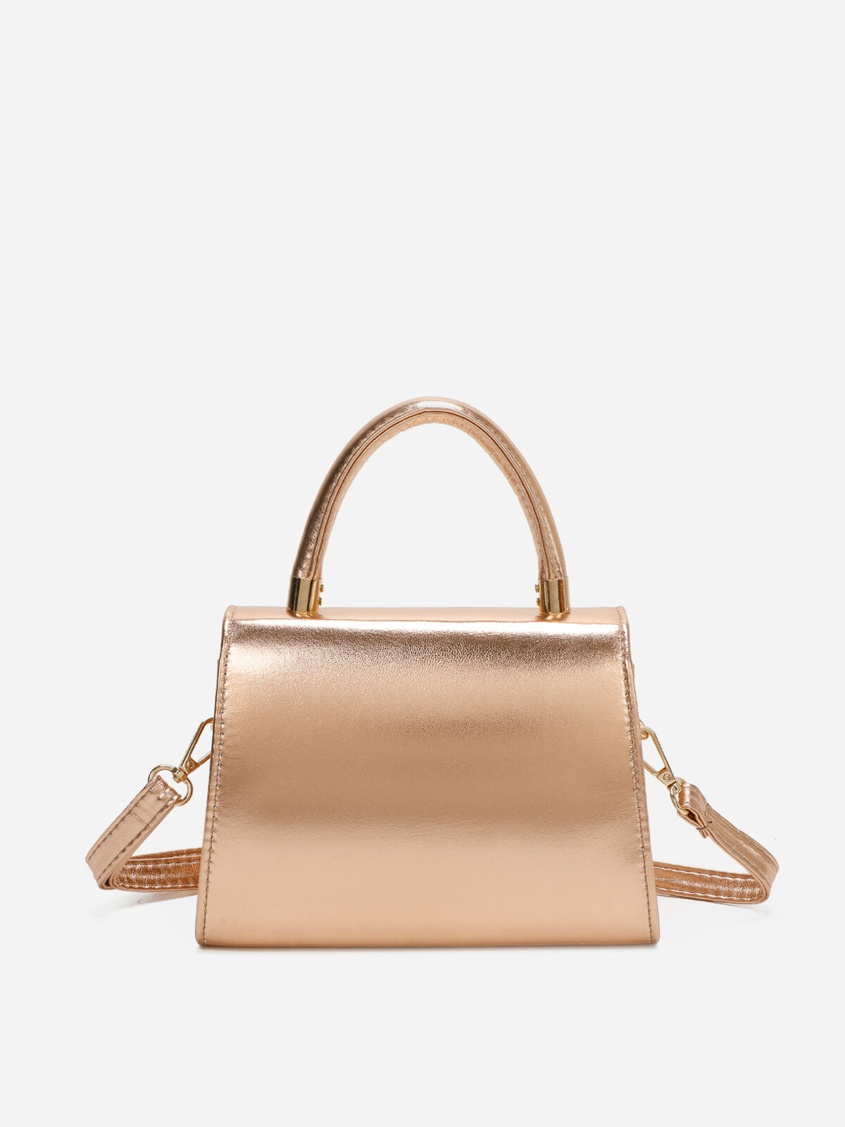 Petit sac trapèze à rabat- Doré rose