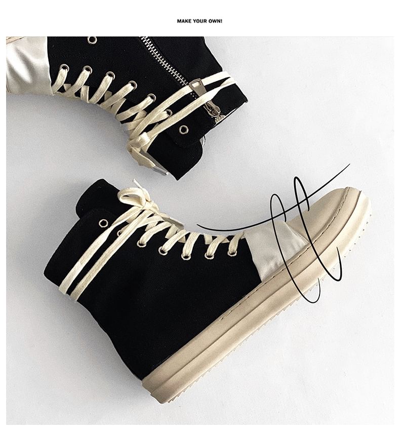 Malnia Home - Canvas hoge sneakers met vetersluiting