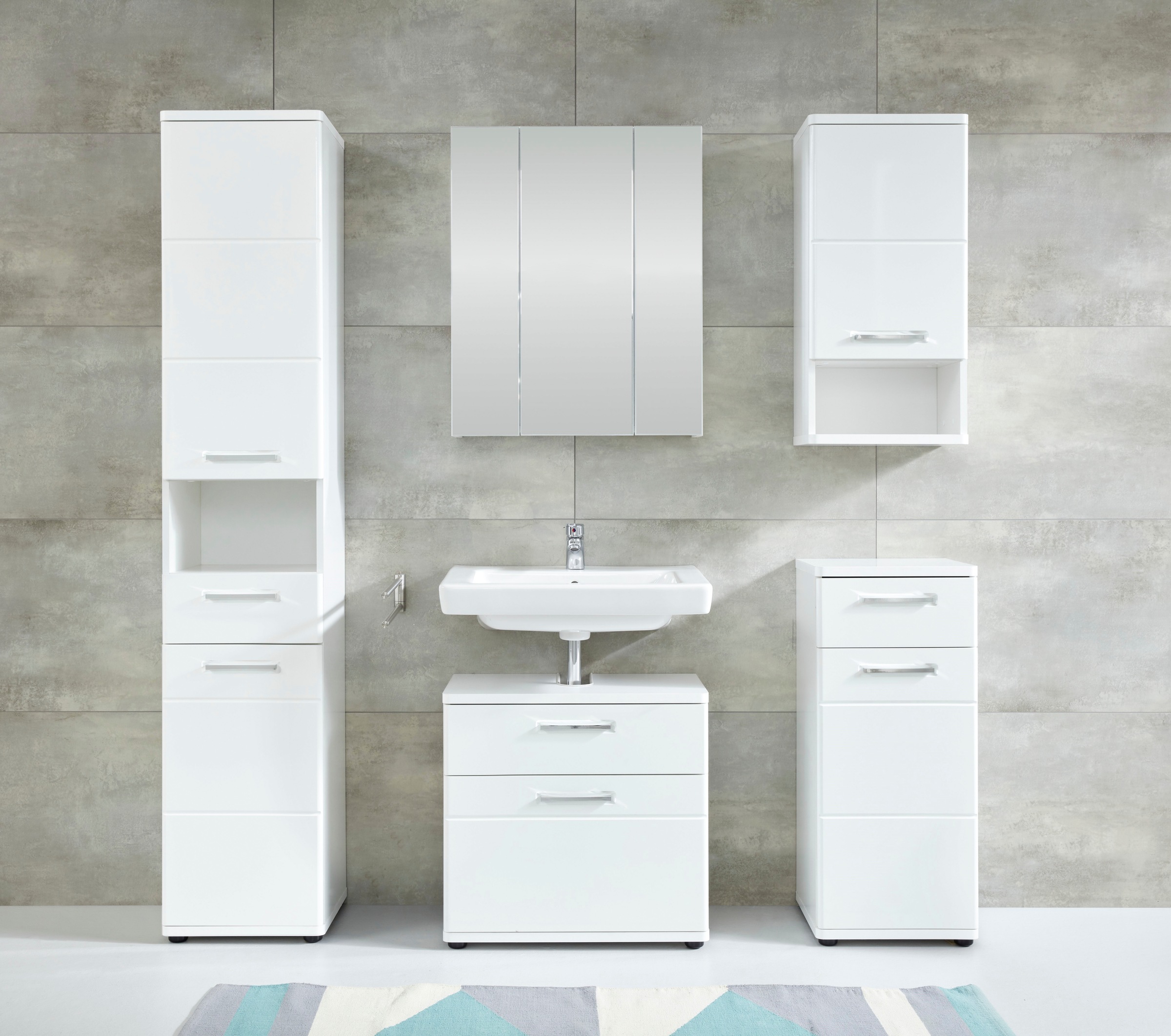 welltime Hochschrank »Mora« Hochschrank mit 2 Türen, 1 Schublade - (B/T/H) 37/34/189 cm