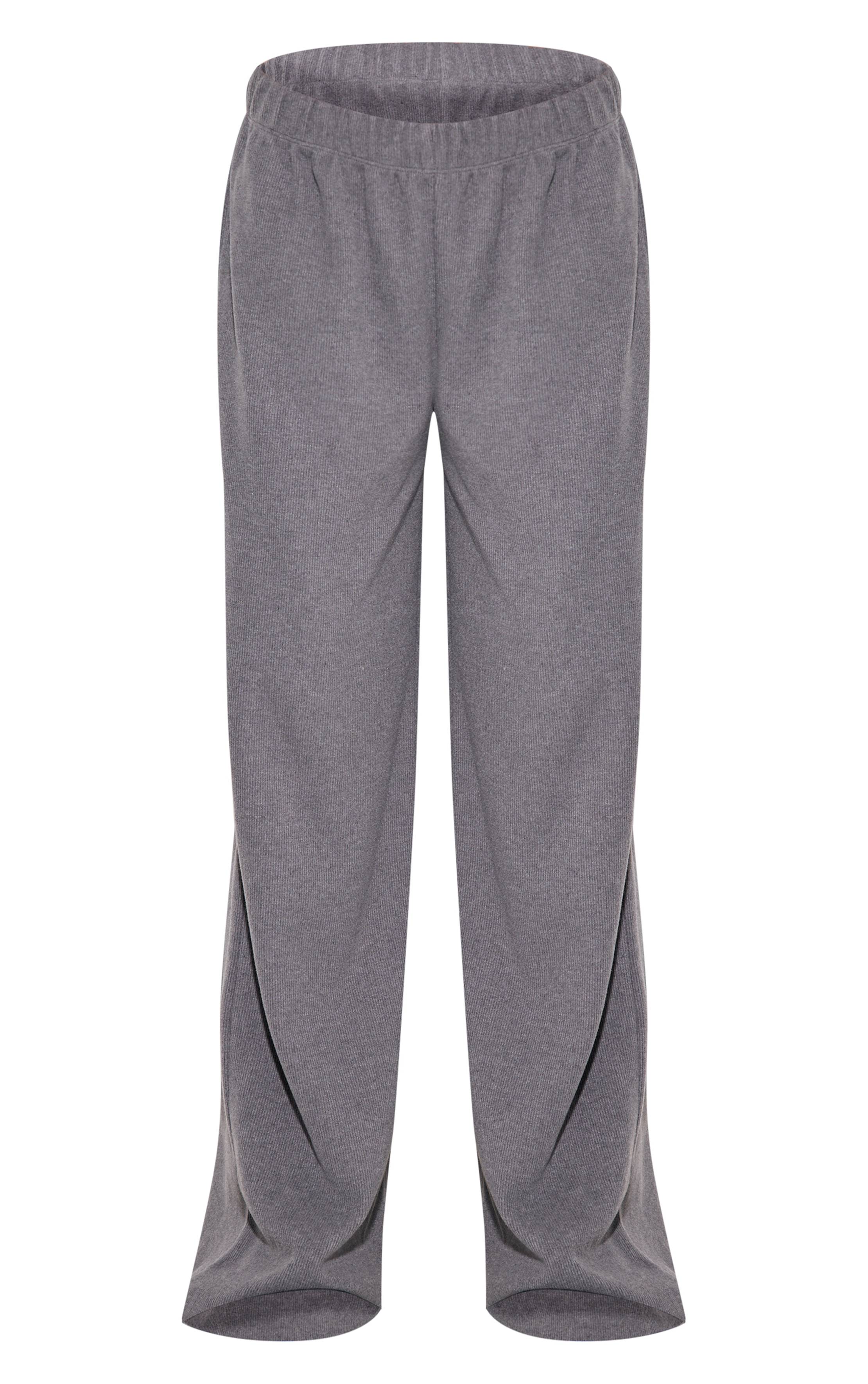 Charbon Pantalon Large Slouchy En Côtes Brossées Épaisses