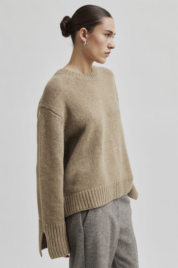 Second Female Cler Wool Knit O-Neck Laurel oak