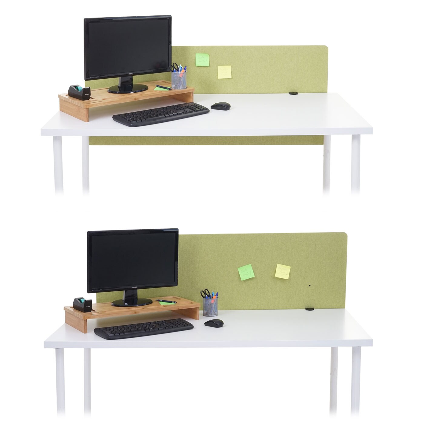 Akustik-Tischtrennwand MCW-G75, Büro-Sichtschutz Schreibtisch Pinnwand, doppelwandig Stoff/Textil ~ 60x140cm grün
