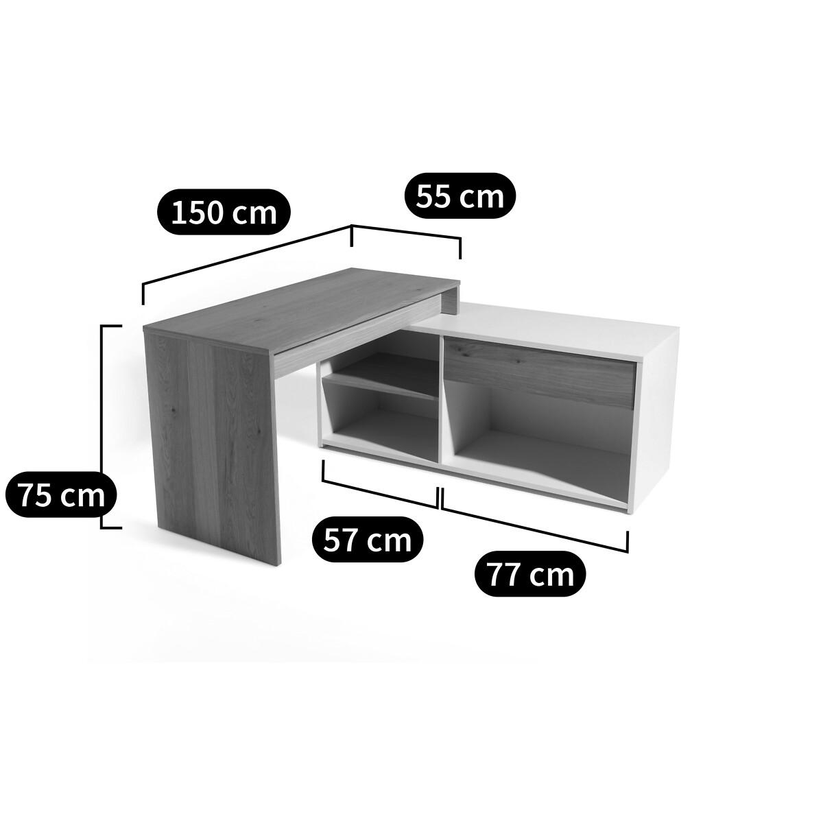 LA REDOUTE INTERIEURS<br>Mesa conversível de canto, Maddo
