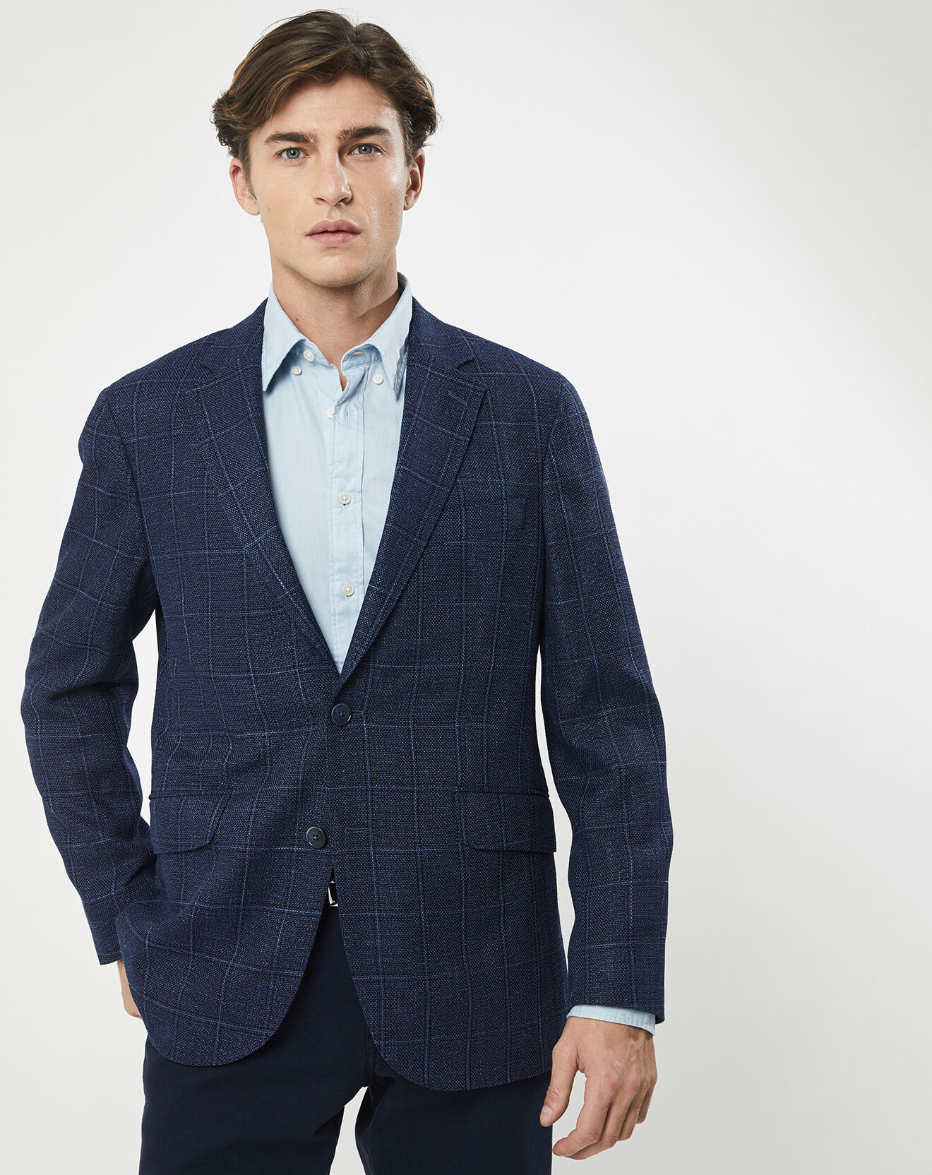 Hackett London Veste Fenêtre à carreaux bleue