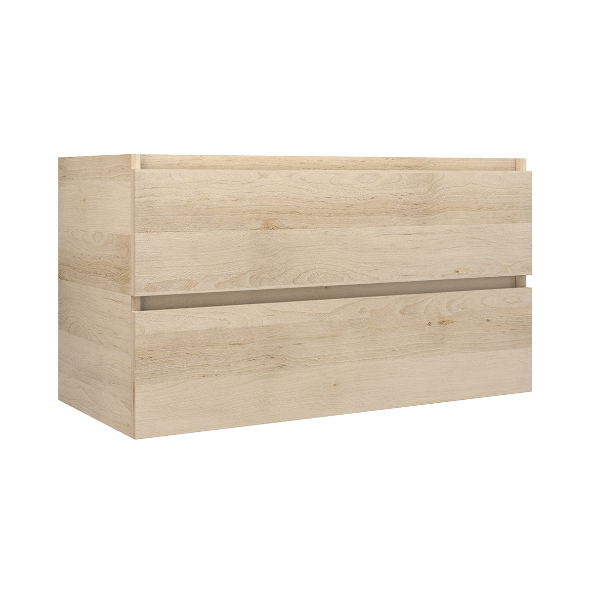 Fontana Kolo wastafelmeubel beach eiken 100cm glans witte wastafel 0 kraangaten met ronde spiegel