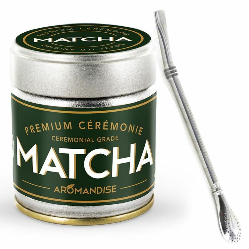 Thé matcha de cérémonie premium 30 g + paille inox avec filtre