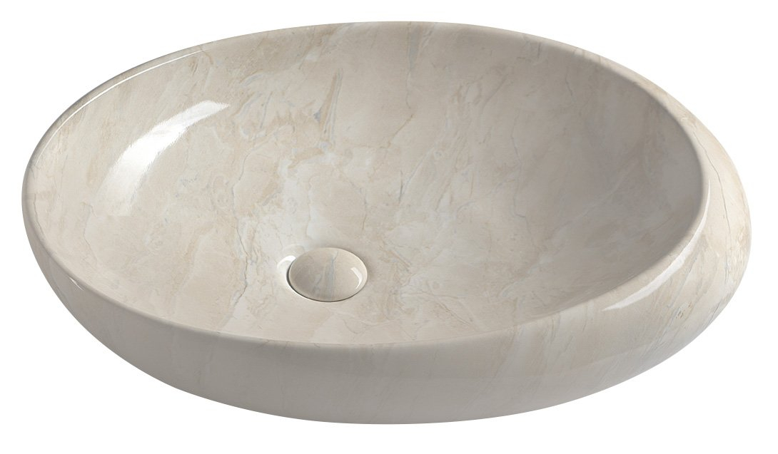 Sapho Dalma keramische waskom beige marmer structuur 68x44x16,5cm