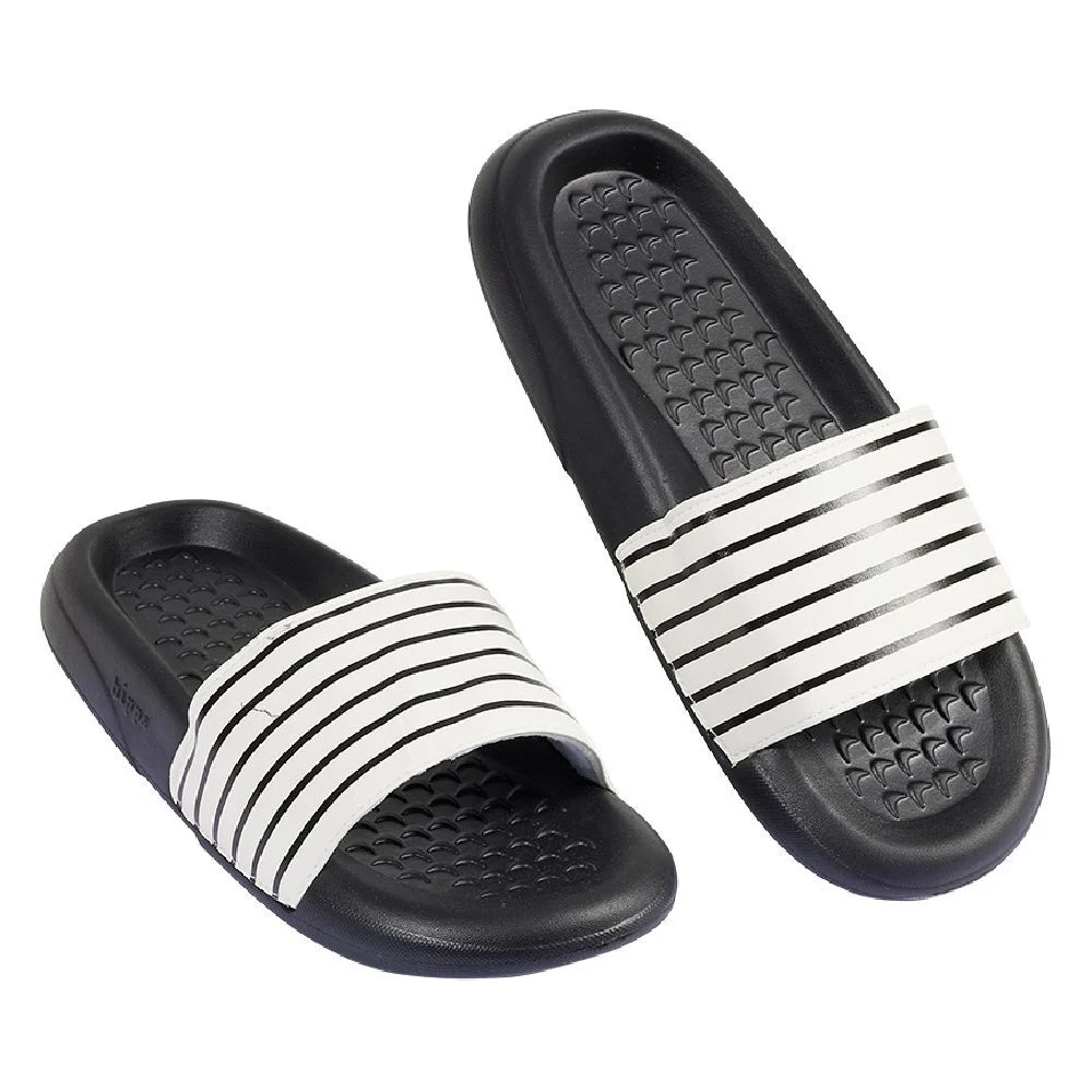 Sandales claquettes plastique noir rayé blanc 36/37
