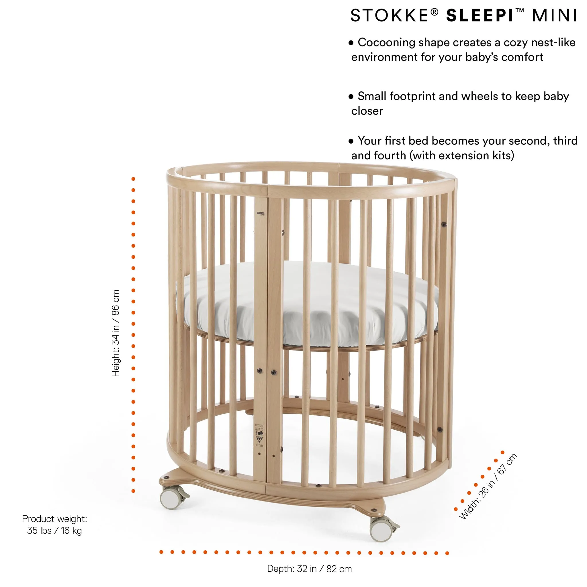 Stokke Mini Couchette Stokke® Sleepi™ V3 avec Matelas - Naturel