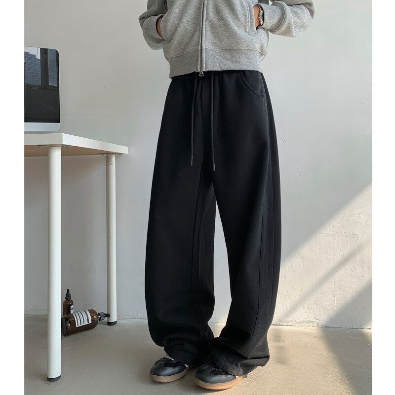 Kimeya - Effen broek met wijde pijpen en trekkoord in de taille