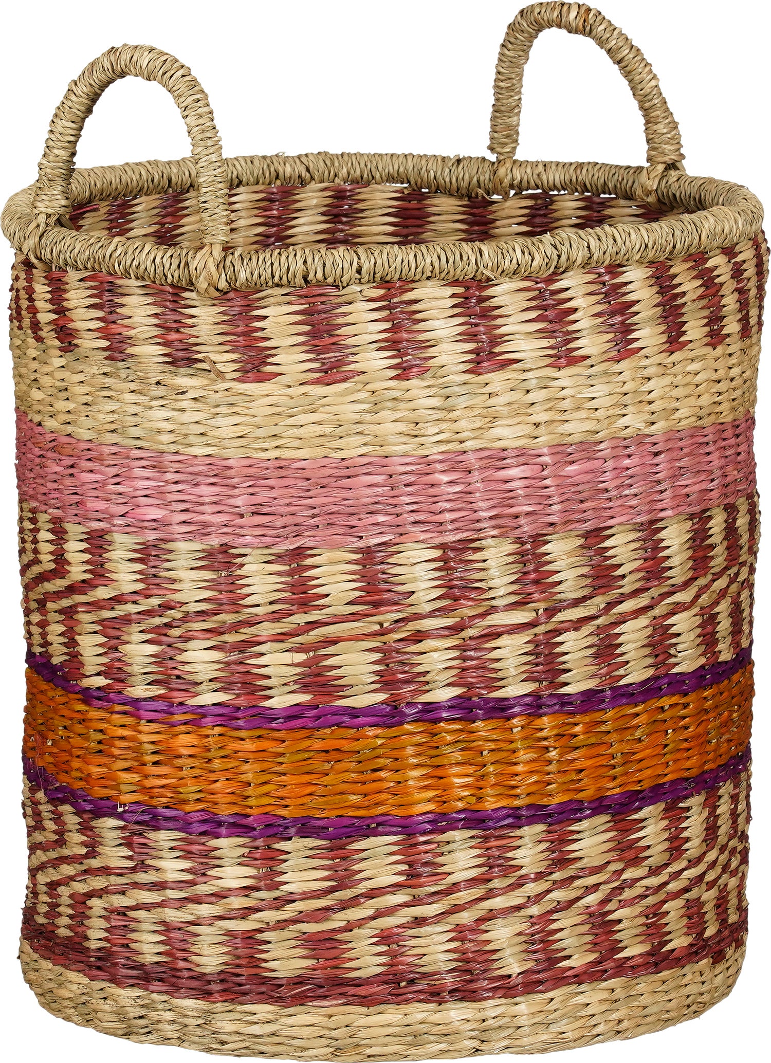Mica Decorations opbergmand Olivia naturel / paars / rood D 34 H 36 cm