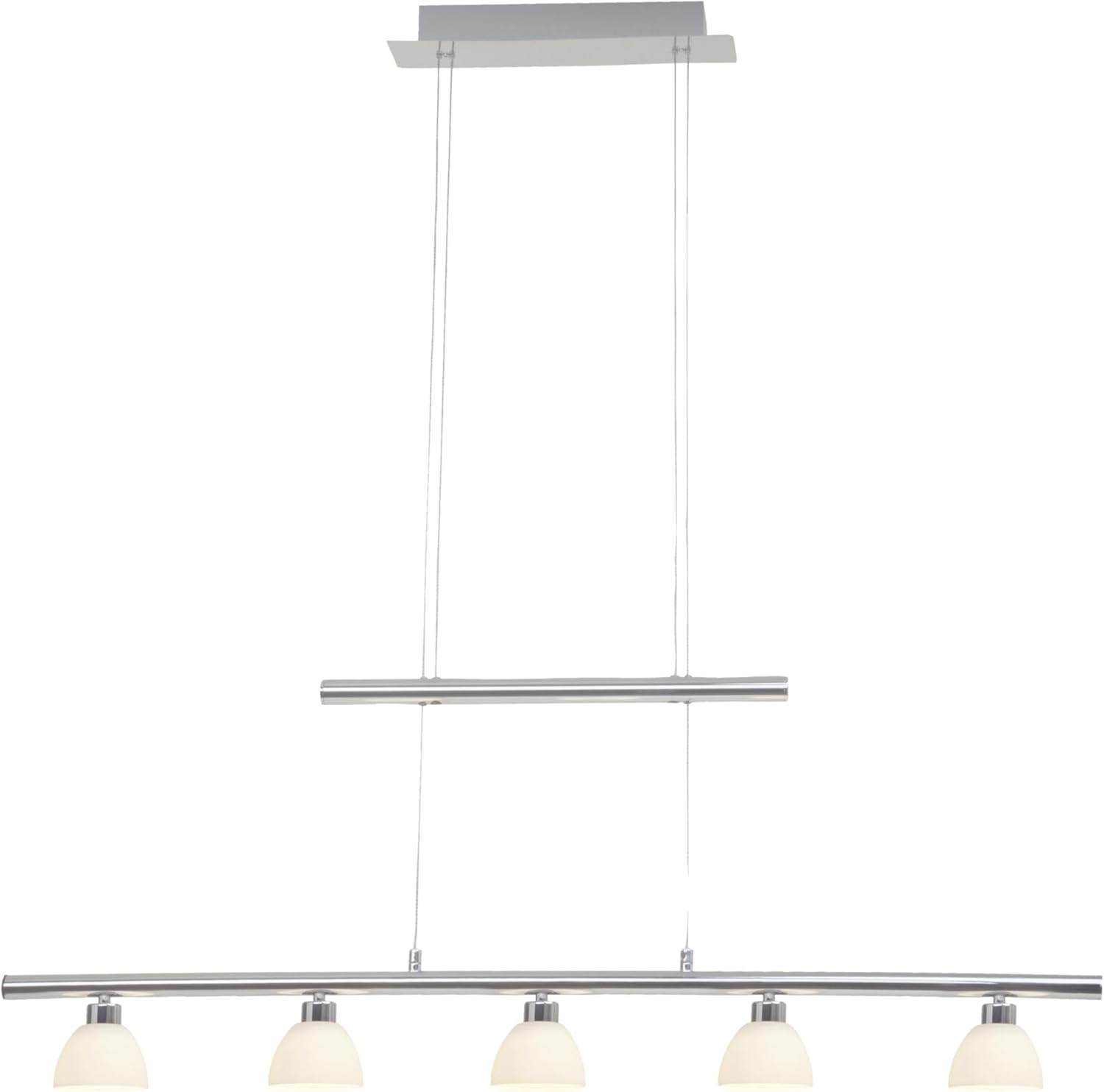 Brilliant Lampe Tonja LED Pendelleuchte 5flg chrom/weiß | 5x 5W LED integriert (COB), (285lm, 3000K) | Höhenverstellbar durch Gegengewicht
