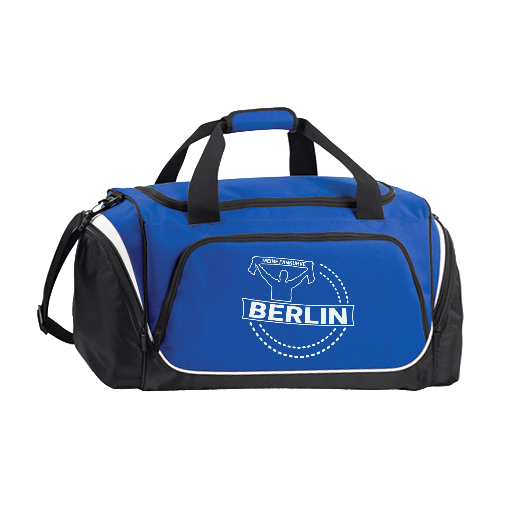 multifanshop® Sporttasche - Berlin blau - Meine Fankurve - Druck weiß
