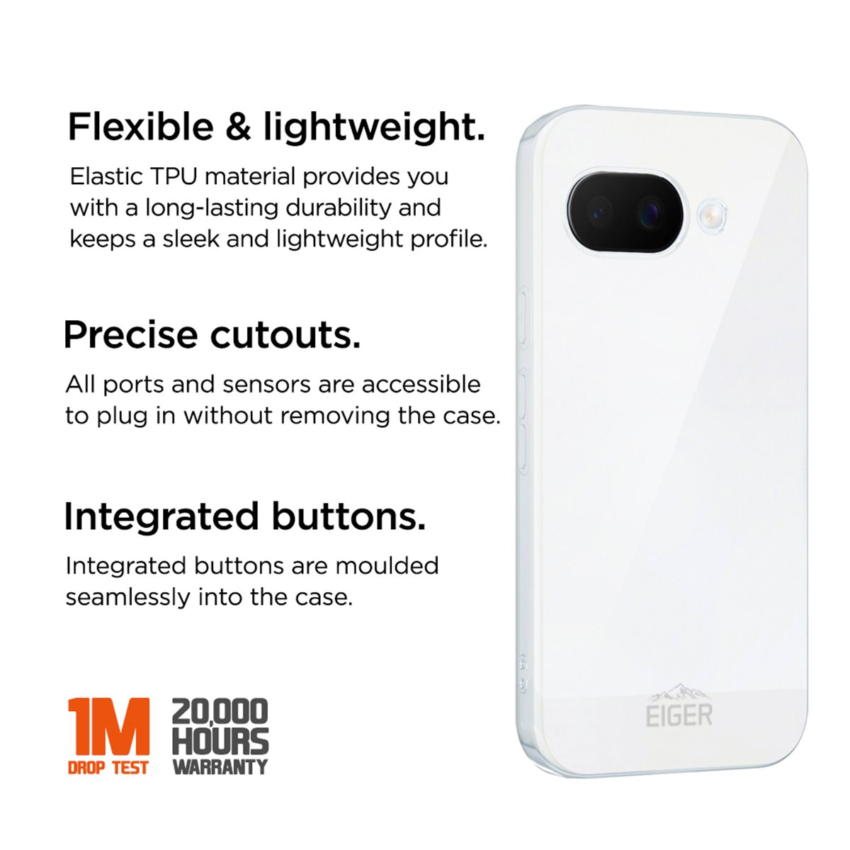 Google Pixel 9a Grip Case Gummi Schutzhülle (EGCA00753)  - Transparent