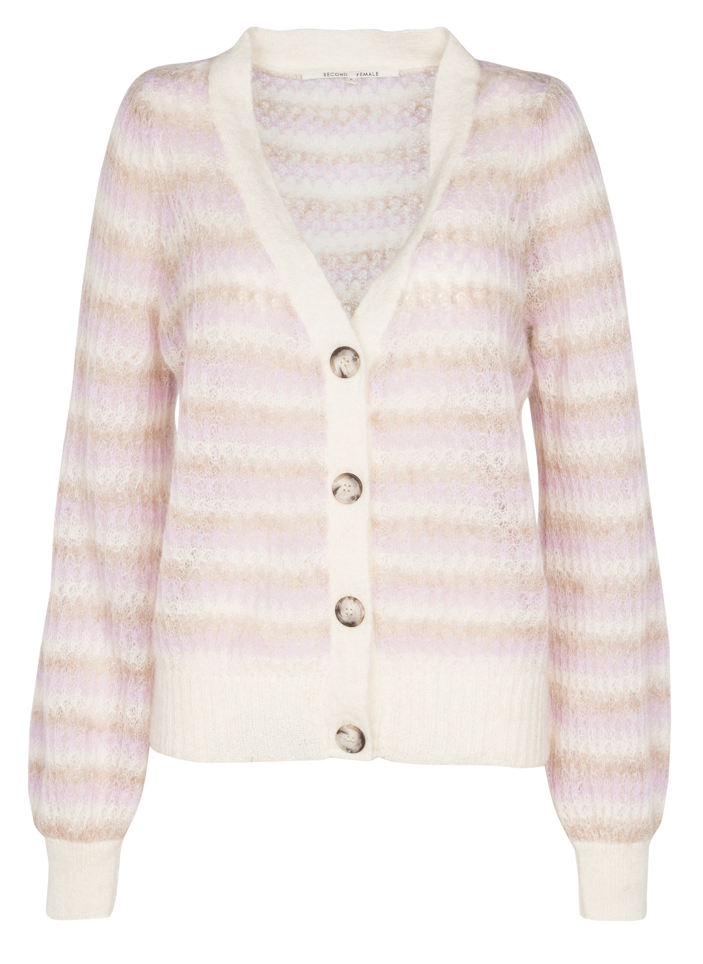 YOLAN - Cardigan col v en laine mélangée | Rose