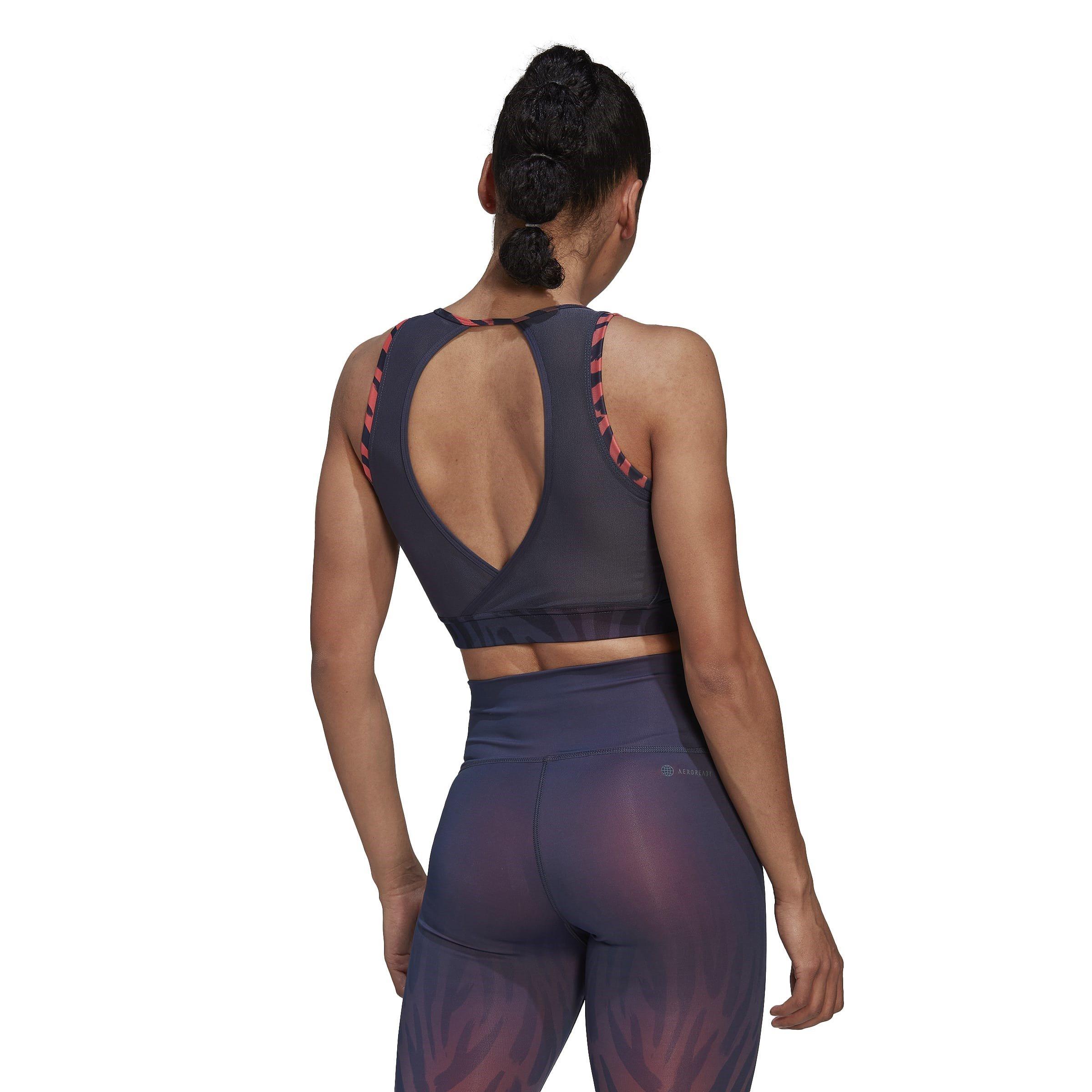 adidas Training Light Support Long Line Tiger Print Bra Womens
