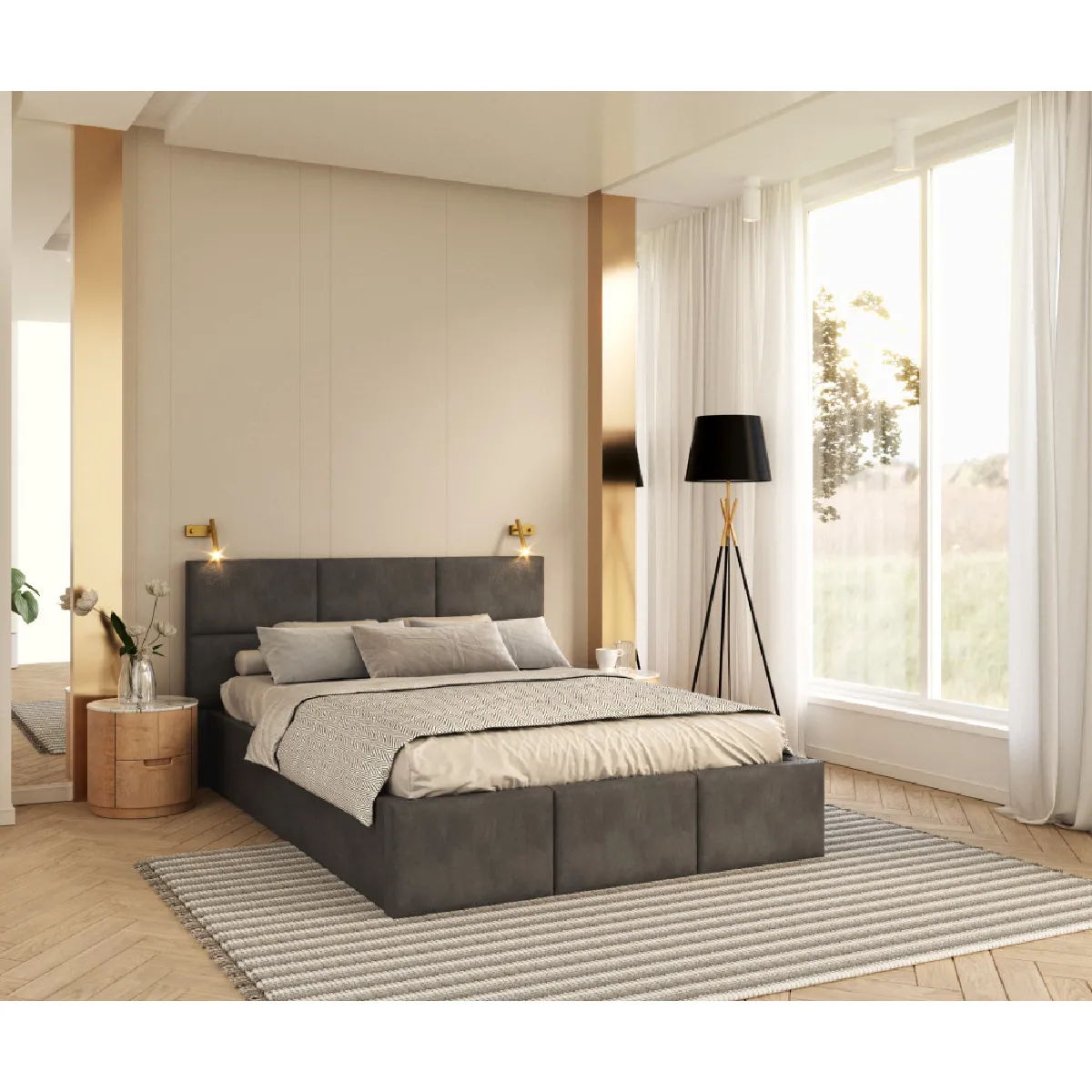 Kids Literie Lit Coffre Denver - 140x190 - Gris Foncé