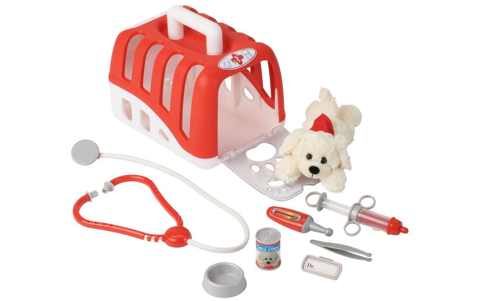 Tierarztkoffer SetRobuste Transportbox mit Plüschhund