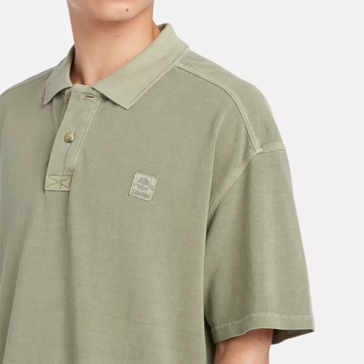 Polo court teint en plongée pour homme en vert