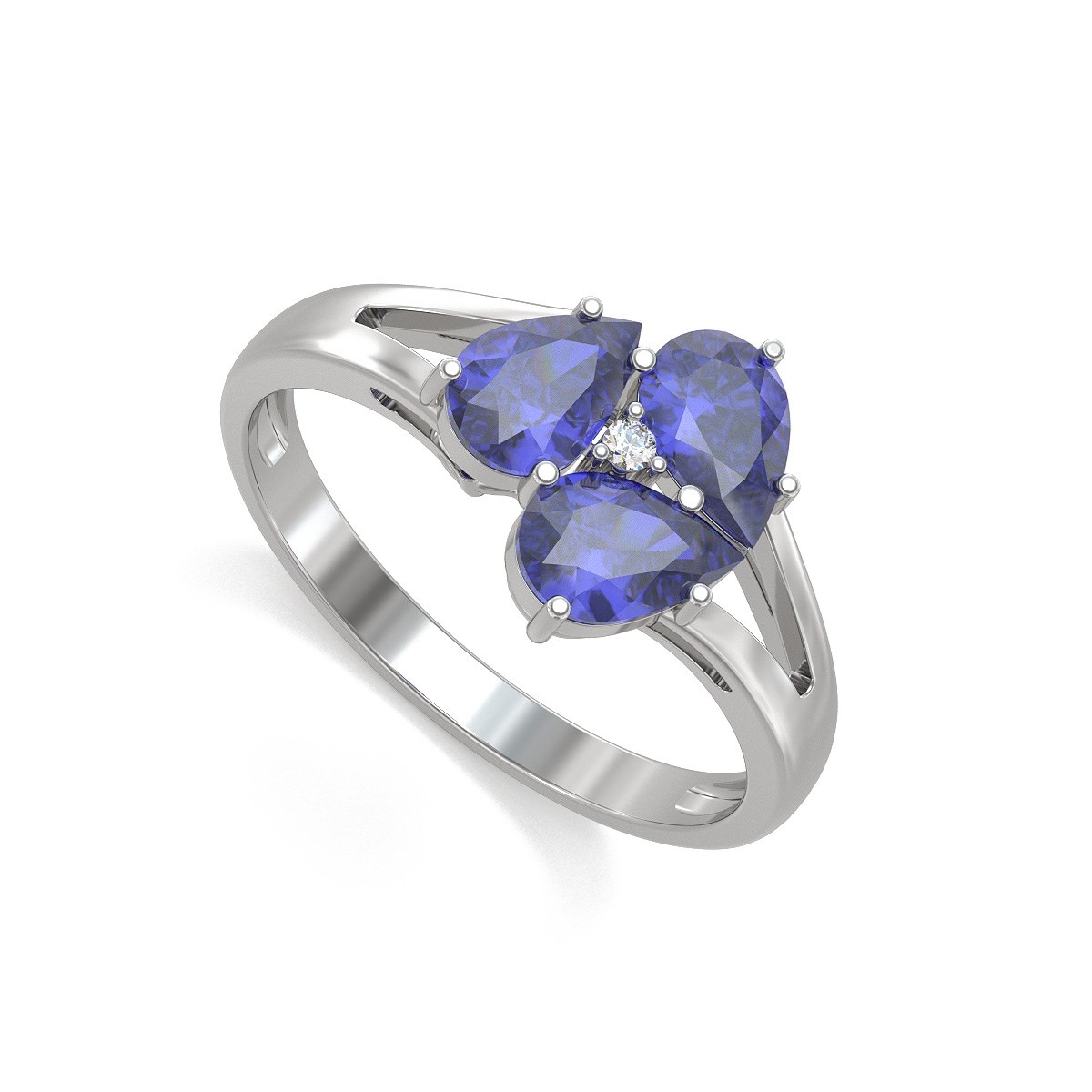 Bague ADEN Or 585 Blanc Tanzanite et diamants 2.5grs