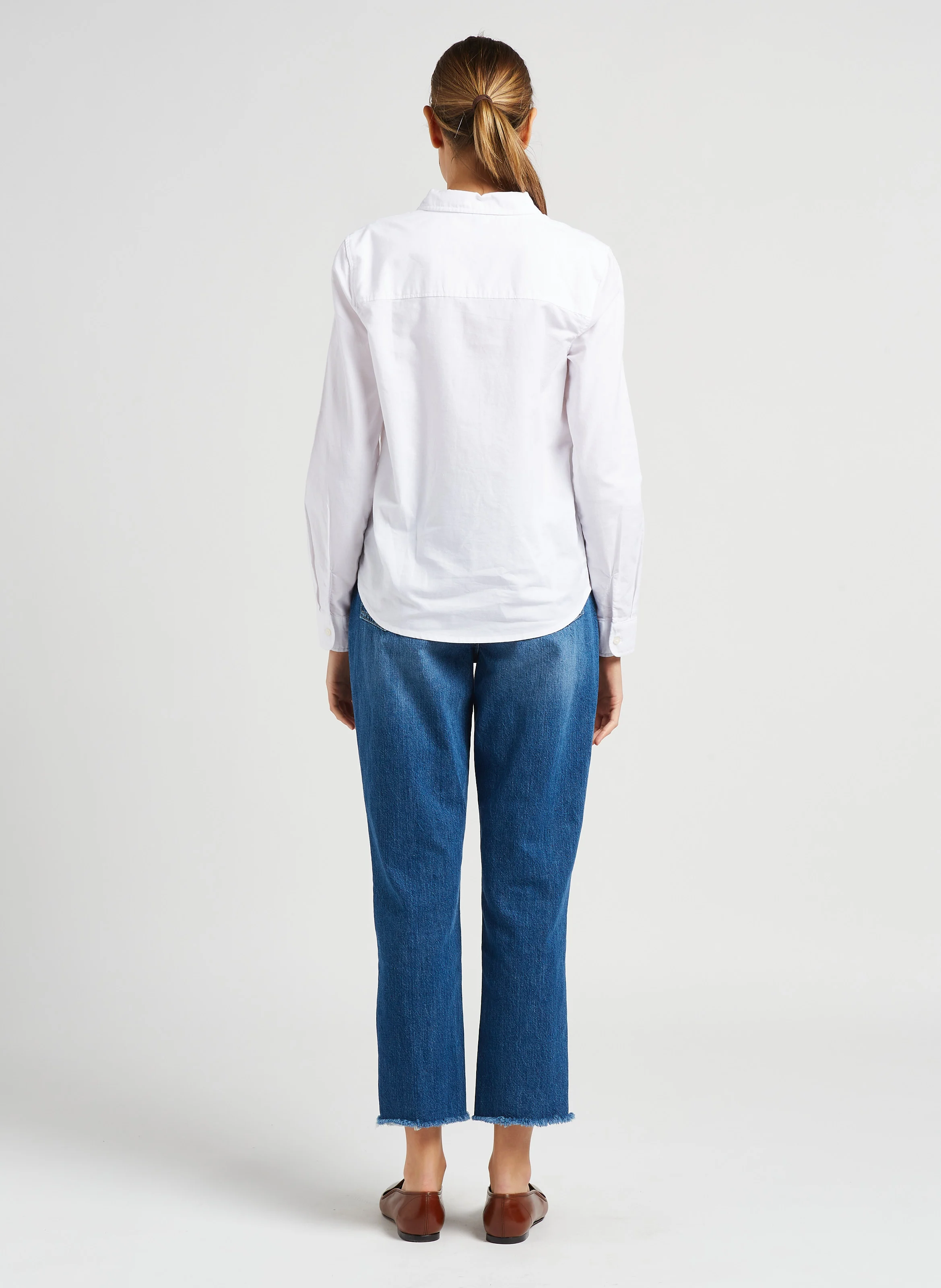 Jean droit en coton délavé | Bleu