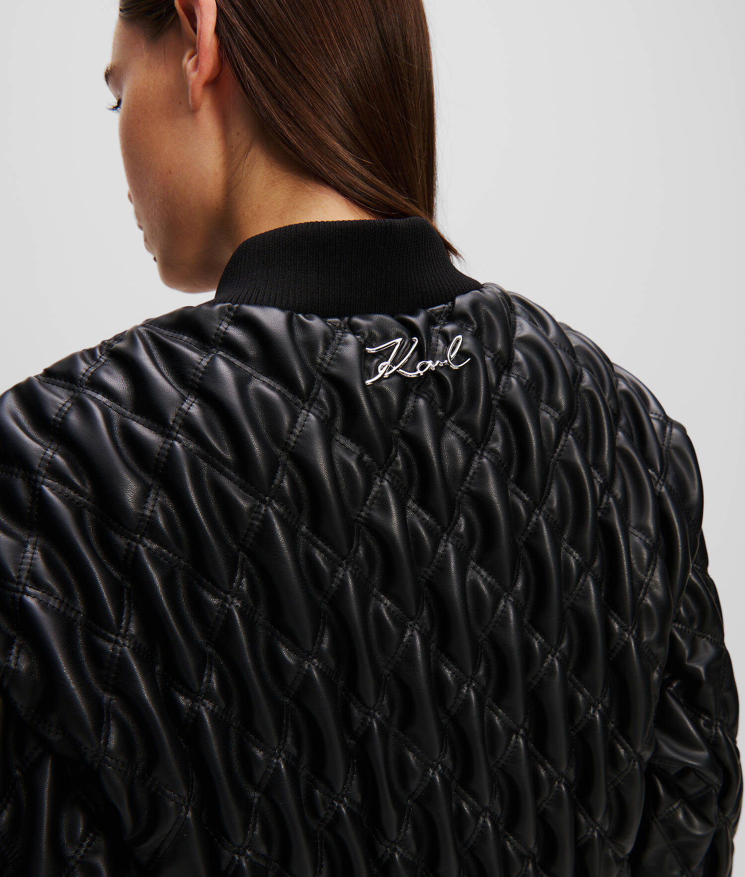 VESTE AVIATEUR MATELASSÉE EN SIMILI-CUIR