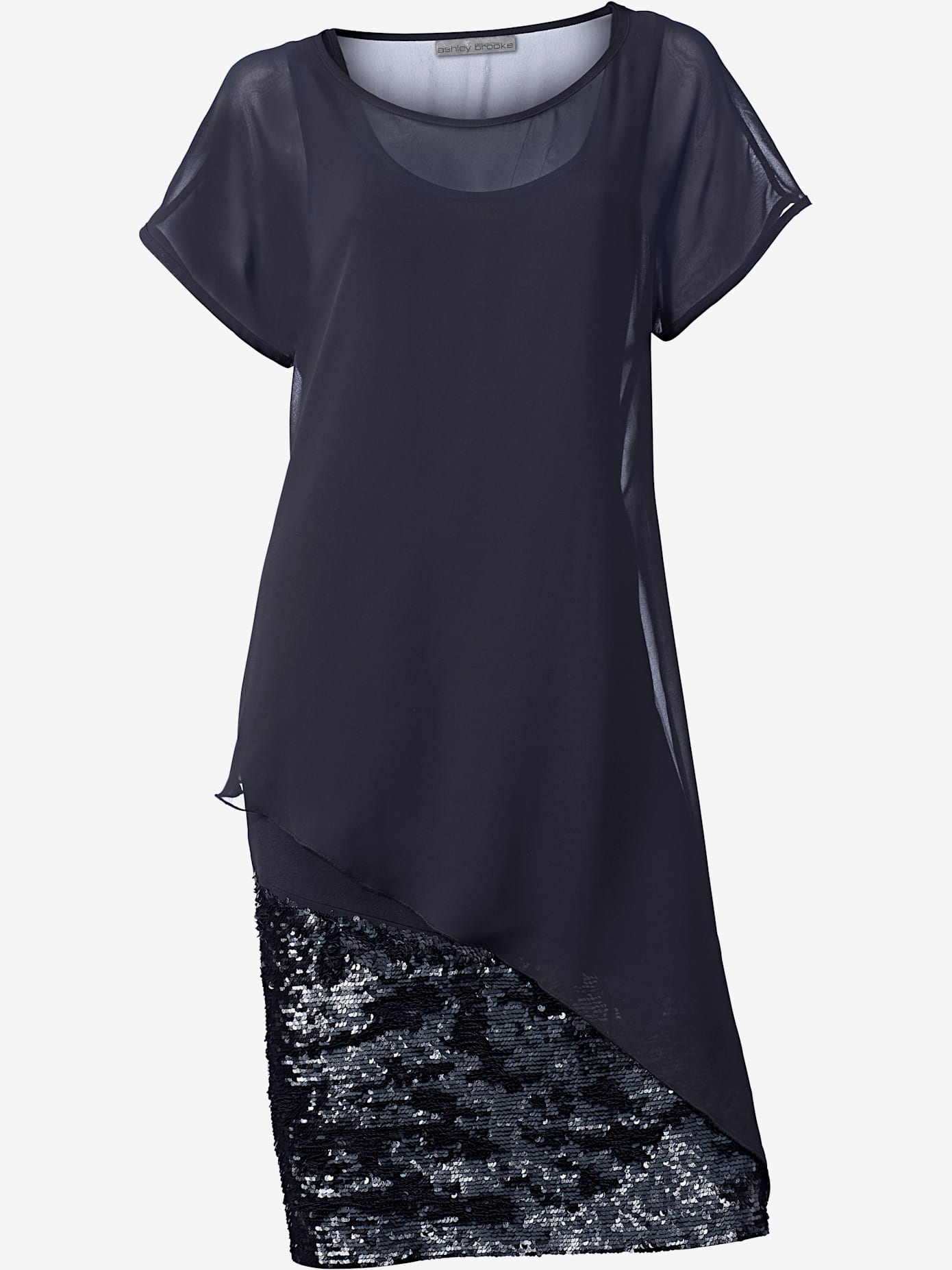 Robe de cocktail jupe devant avec paillettes