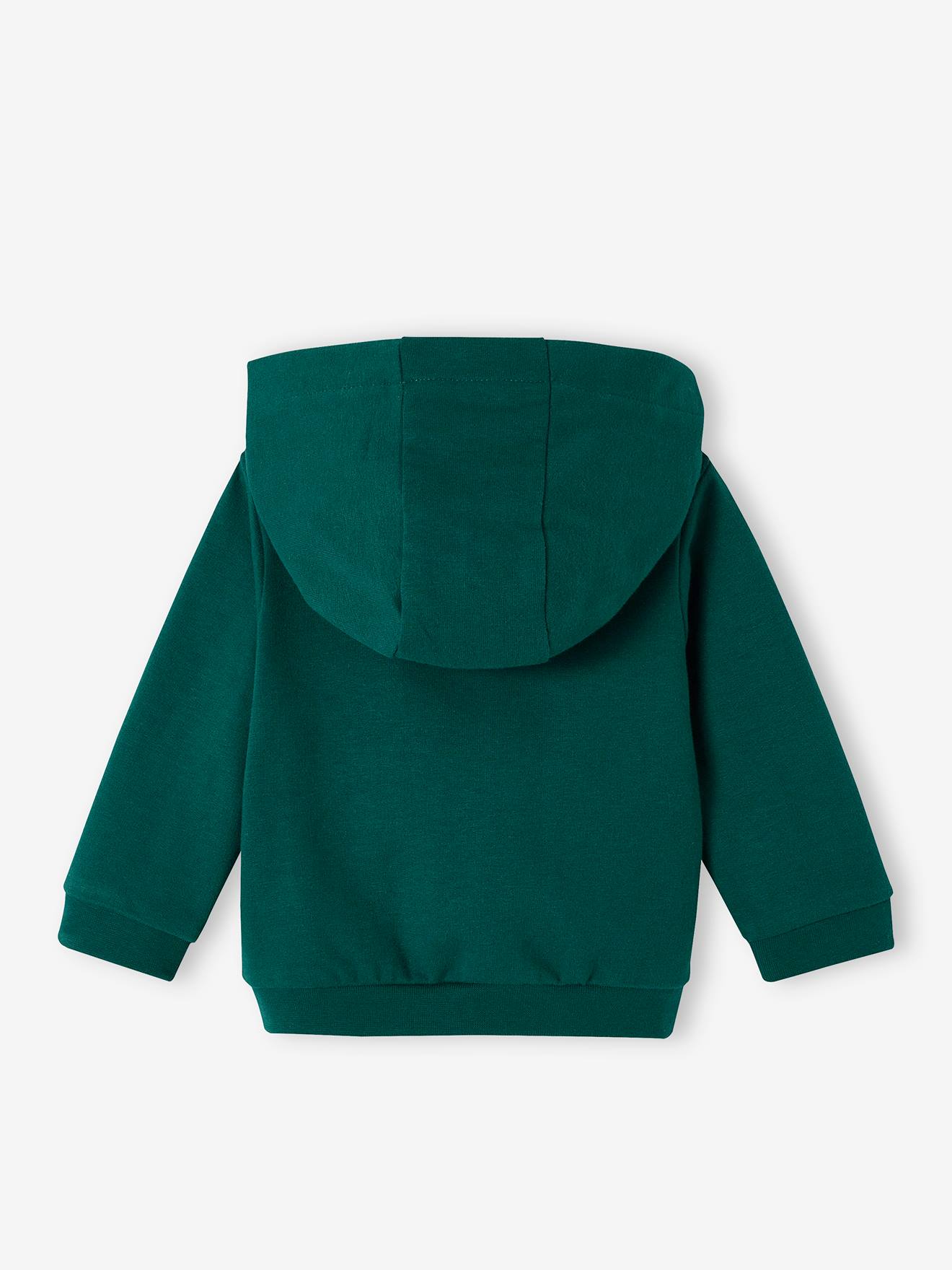 Moletom azul escuro liso com zíper para bebê menino