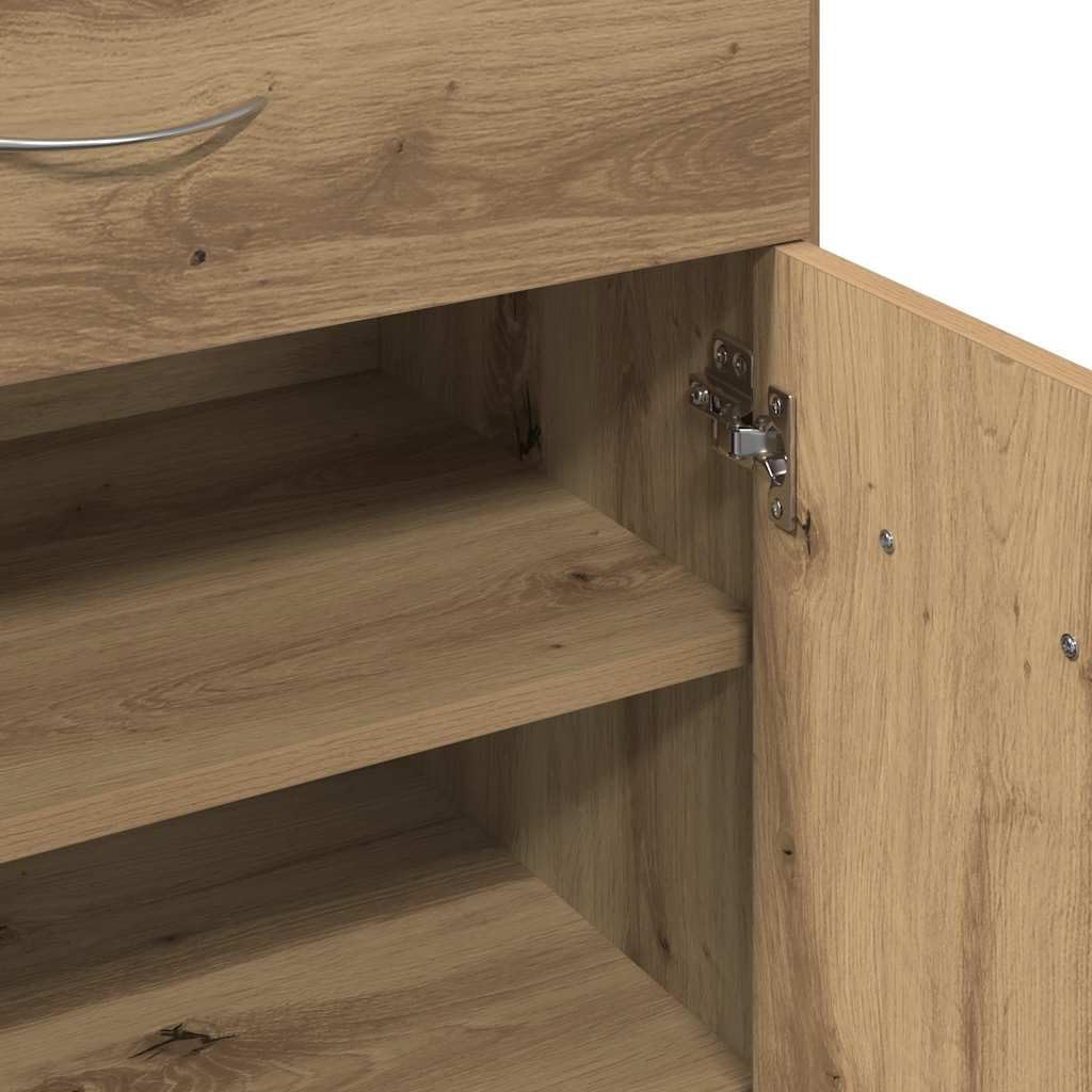 Schuhschrank Artisan-Eiche, Holzwerkstoff, 4 Fächer, mit Schublade und 2 Türen, Schuhaufbewahrung, Schuhschrank Flur, Dielen- & Flurmöbel, 60 x 35 x 84 cm